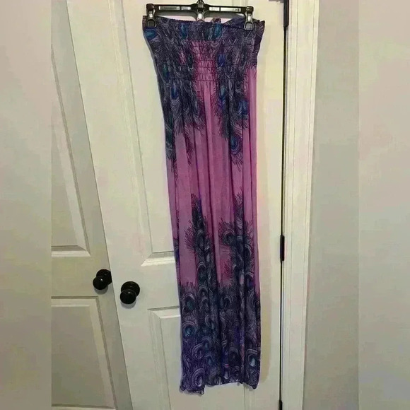 Global Fashion Inc size XL Keyhole Peacock Sundress Maxi Dress Juniors 🦚 NWT - Picture 2 of 8